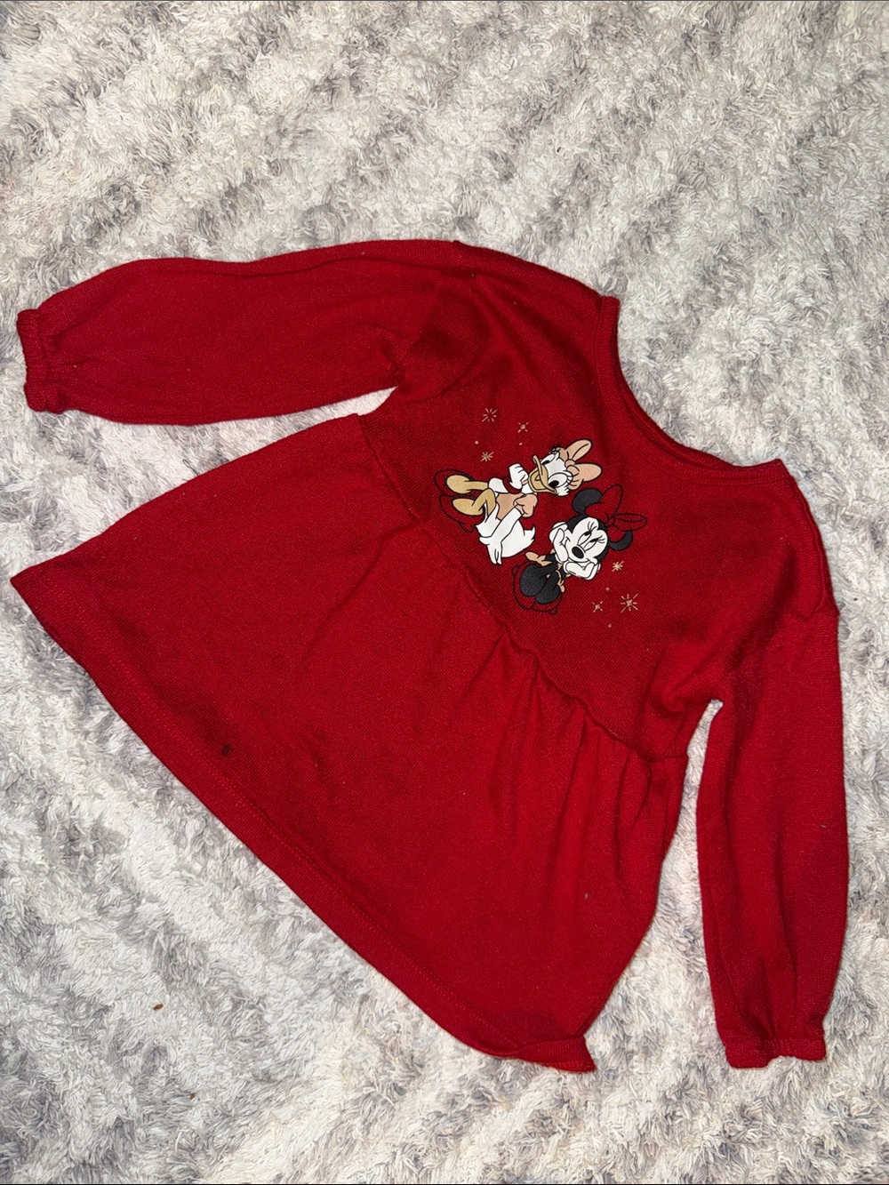 18-24m vintage Disney baby Red Minnie & Daisy Christmas Sweater Top